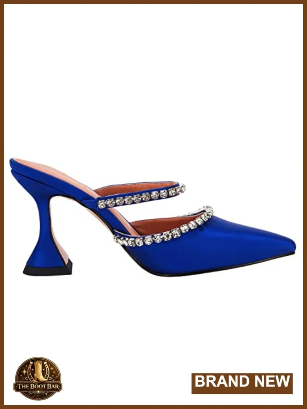 Pointed Toe Strappy Heels Crystal Satin Heeled Mules Wedding Party Shoes